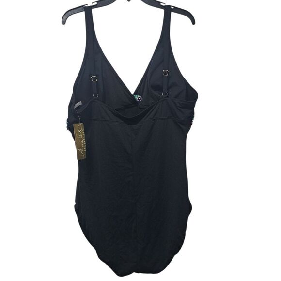 Ann Cole Essentials One Piece Swimsuit Summer Black Multi Color Size 16 NWT - Picture 4 of 14